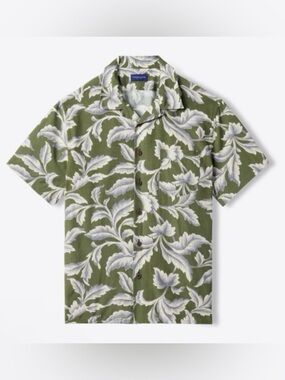 NWT• MONADIC Fatigue Aloha Shirt Small Japanese Fabric Olive Green Camp Collar